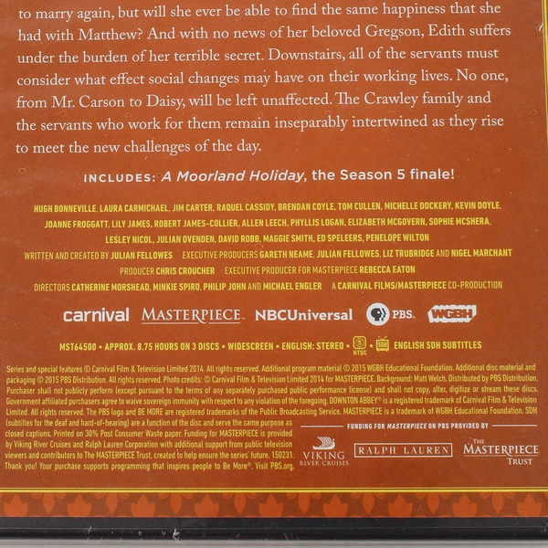 Masterpiece Downton Abbey Season 5 DVD 2015 New Sealed