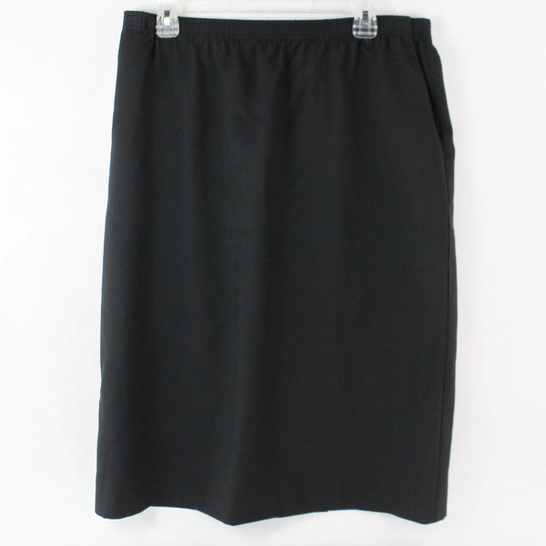 Alfred Dunner Black Mid-Length Elastic Waist Skirt Women's Plus Size 18