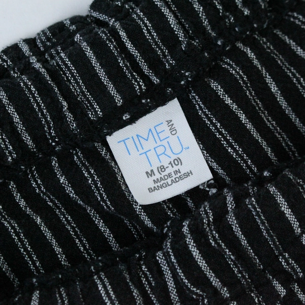 Time and Tru Women's Wide Leg Elastic Waist Lounge Pants Black Striped Size M