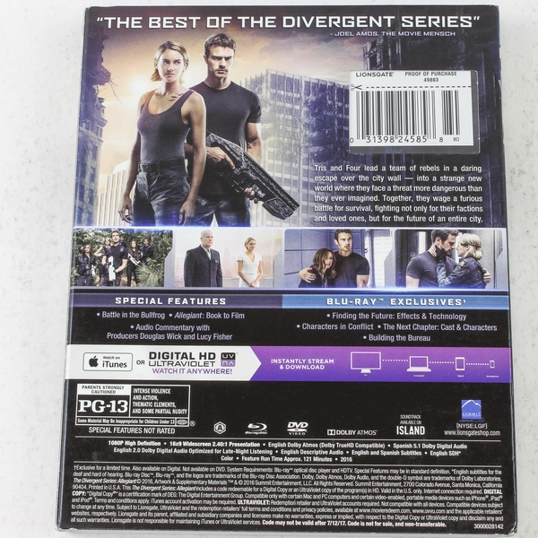 The Divergent Series Allegiant Blu-ray 2016