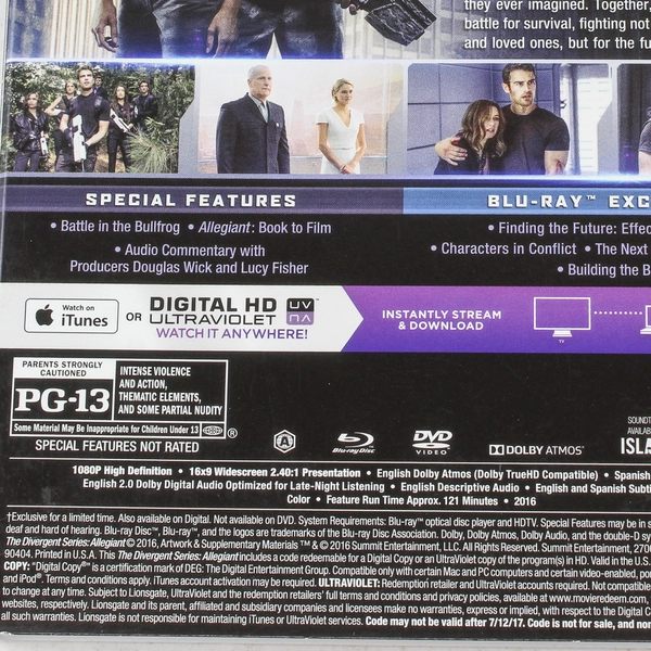 The Divergent Series Allegiant Blu-ray 2016