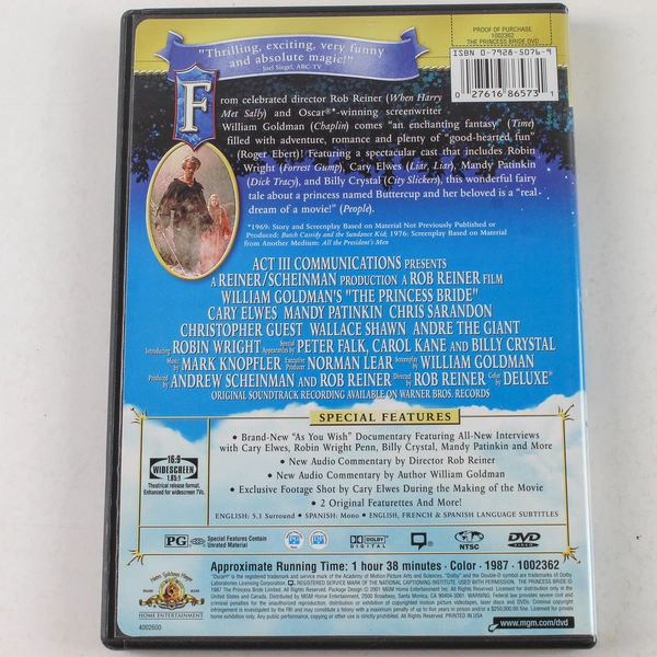 Princess Bride DVD 1987 Special Edition 2001 MGM Home Entertainment