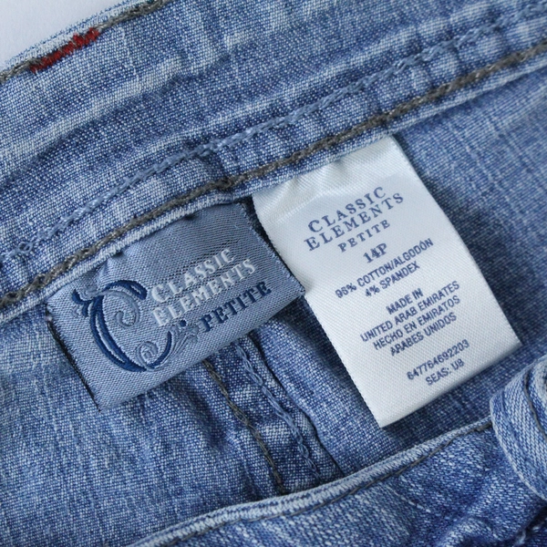 Vintage Classic Elements 14P Denim Capri Jeans Light Blue 4 Pockets