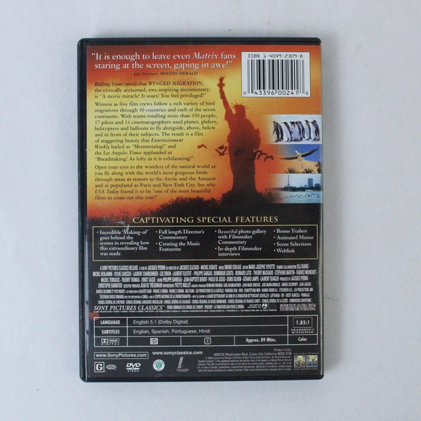 Winged Migration DVD 2003 Sony Pictures jacques Perrin Presents Movie 