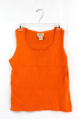 Vintage St. John's Bay Women's Orange Ribbed Lace Trim Tank Top Size Large