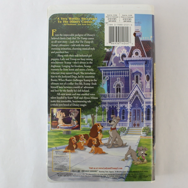 Lady and the Tramp II Scamp's Adventure VHS 2001 Disney