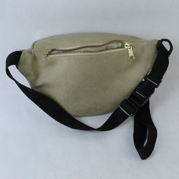 Cypress Woods 3 Pocket Zippered Faux Leather Fanny Pack Tan Adjustable Zip Top