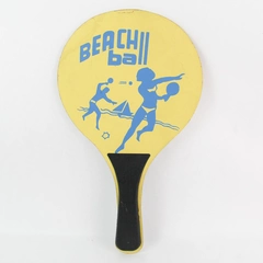 Vintage Yellow Blue Beach Ball Paddle Black Handle