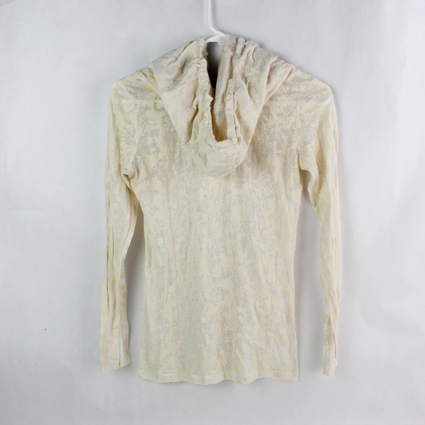 LOLË Sheer Cream Drawstring Cowl Neck Long-Sleeve Top Women's Small