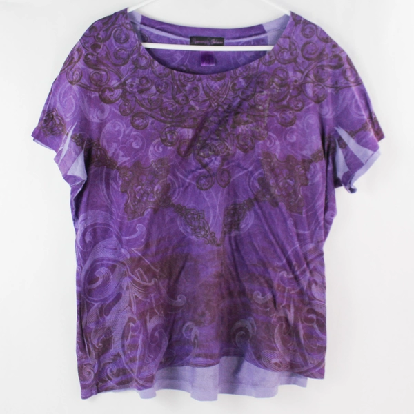 Appropriate Behavior Purple Graphic Print Scoop Neck Top Women's Size 3X