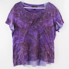 Appropriate Behavior Purple Graphic Print Scoop Neck Top Women's Size 3X
