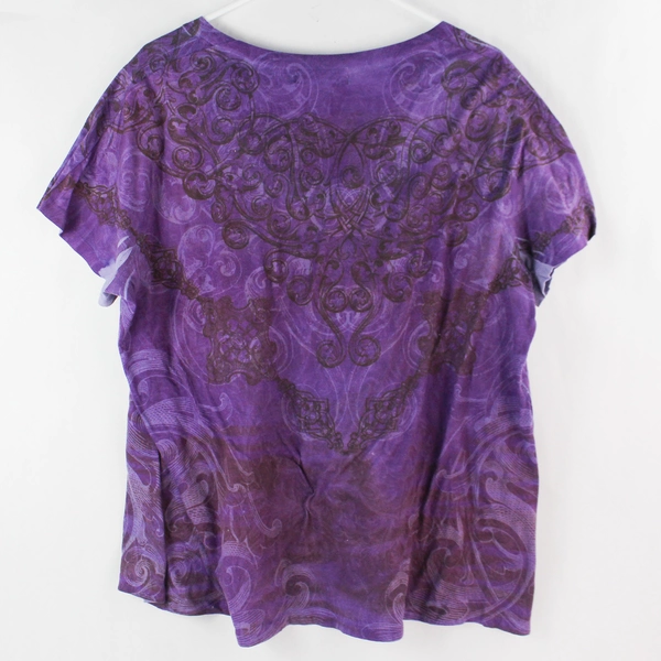 Appropriate Behavior Purple Graphic Print Scoop Neck Top Women's Size 3X