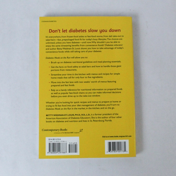 Diabetes Meals on the Run by Betty Wedman St. Louis 2002 McGraw Hill Book
