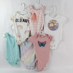 Lot of 6 Multicolor Baby Girl's One-Piece Assorted Outfits Infant Size 12 Months