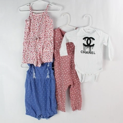 Lot of 4 Multicolor Baby Girl's One-Piece Outfits Infant Size 12 Months