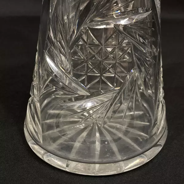 Vintage American Brilliant Crystal Vase Palm Pinwheel Pattern