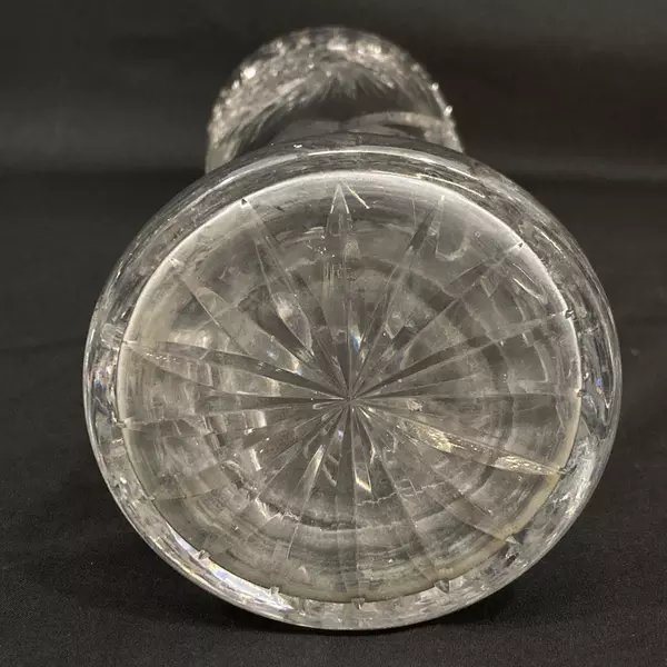 Vintage American Brilliant Crystal Vase Palm Pinwheel Pattern