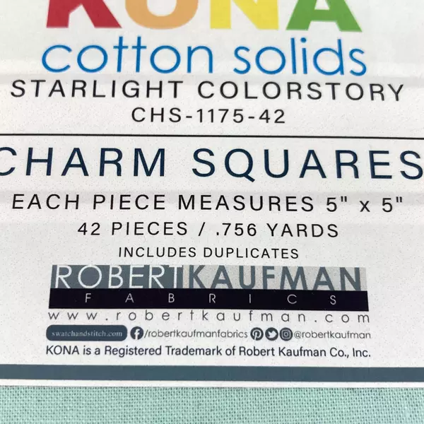 Kona Cotton Solids Starlight Colorstory Charm Pack 5" x 5"