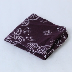 Maroon Paisley Floral Cotton Vintage Bandana Scarf Pre-Owned 22" x 21.5"