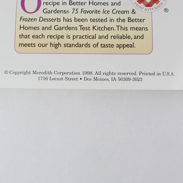 Vintage 1998 Better Homes and Gardens Magazine Booklet Frozen Desserts Recipes