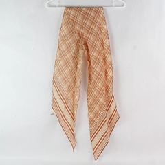 Vintage Ultra-Crepe Acetate Orange Patterned Women's Scarf Made in Japan 7x54.5"
