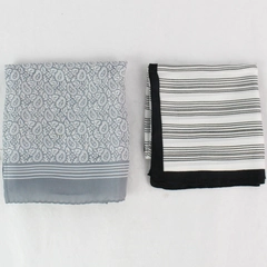 Lot of 2 Vintage White Black and Gray Patterned Square Scarves