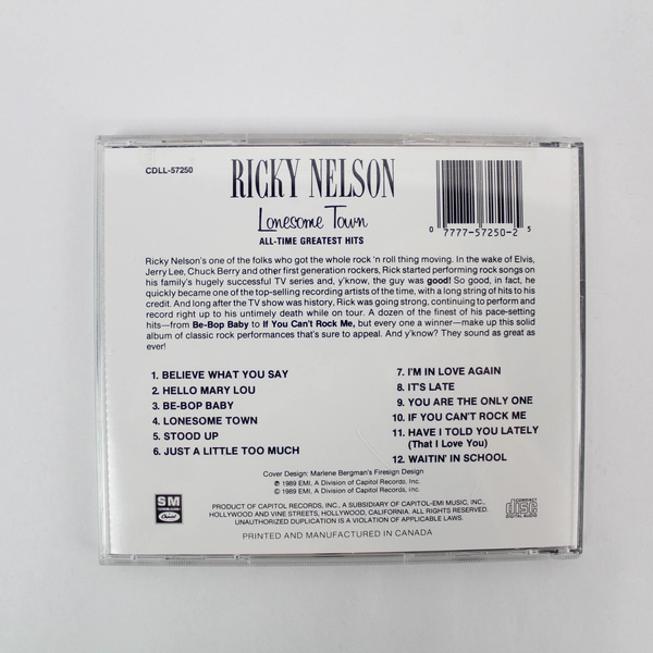 Rick Nelson Lonesome Town Greatest Hits CD 1989 Capitol Pre-Owned