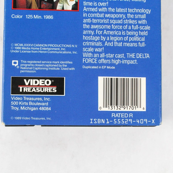 The Delta Force 1989 Video Treasures VHS Chuck Norris Lee Marvin