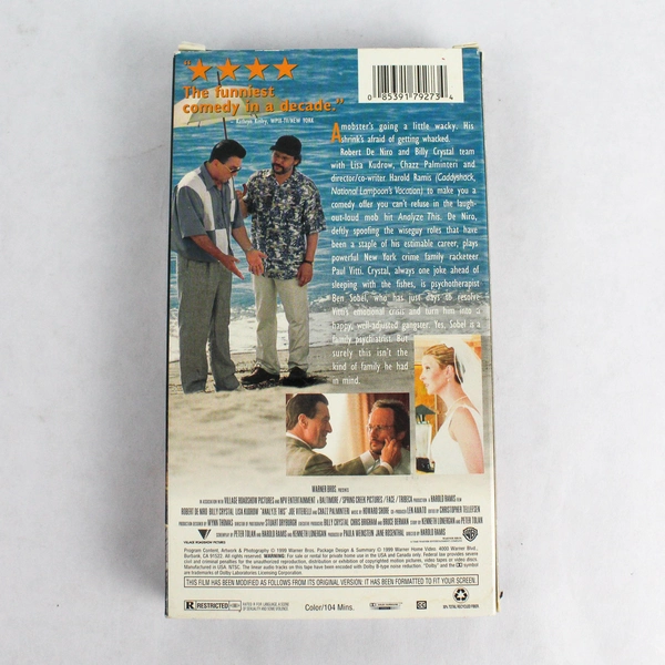 Analyze This 1999 Warner Bros. VHS Robert De Niro Billy Crystal
