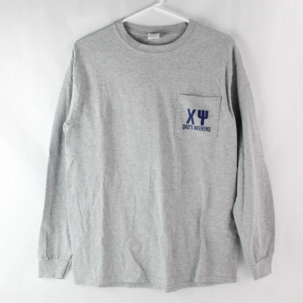 Gildan T Shirt Size M Dad's Weekend CHI PSI 2019 Gray Long Sleeve
