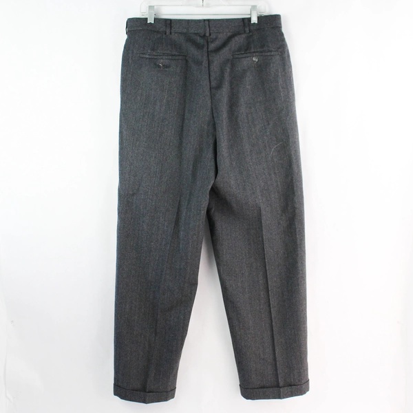Vintage Slates Men's W36 L32 Wool Blend Pleated Pants Charcoal Gray