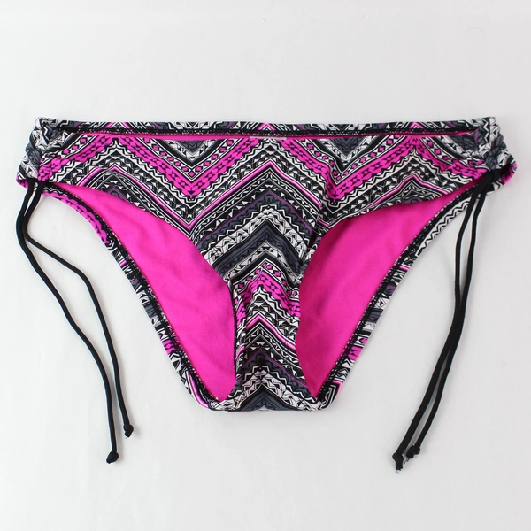 Merona Women's Size M Swim Suit Bottom Pink White Black Tie Sides
