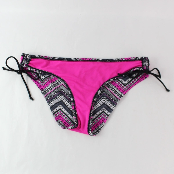Merona Women's Size M Swim Suit Bottom Pink White Black Tie Sides