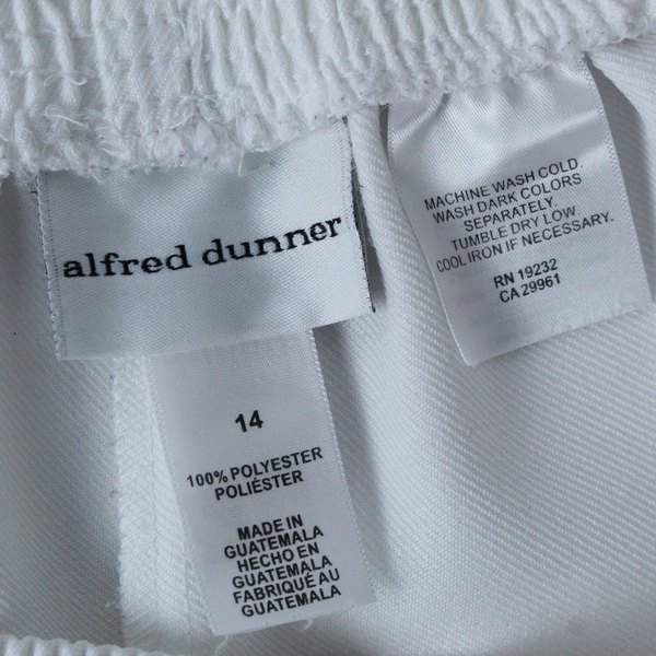 Alfred Dunner Pants Slacks Women's Size 14 White Elastic Waist