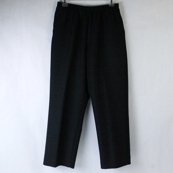 Alfred Dunner Black Pants Slacks Women's Size 12 Elastic Waist Pockets