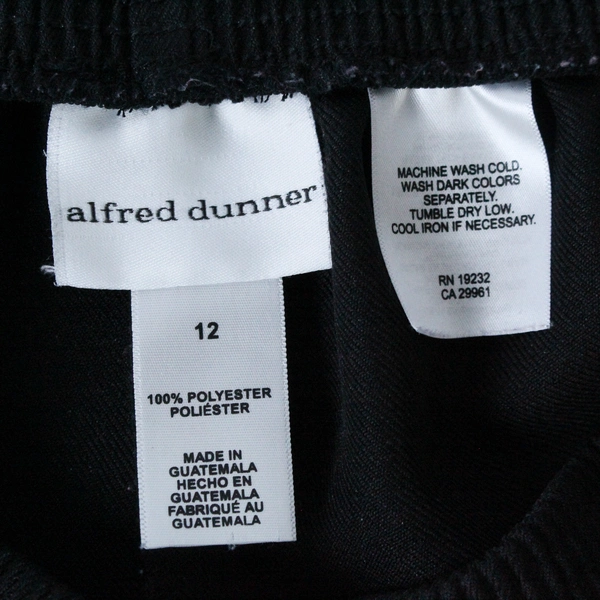 Alfred Dunner Black Pants Slacks Women's Size 12 Elastic Waist Pockets