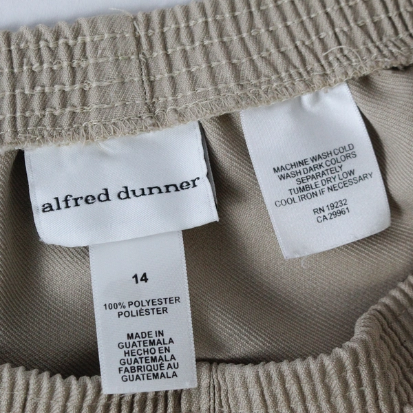 Alfred Dunner Slacks Pants Women's Size 14 Beige Elastic Waist Pockets