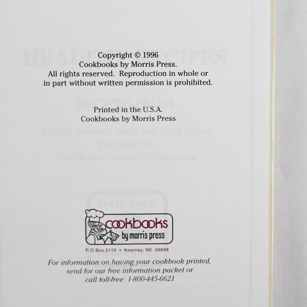 VTG Healthy Recipes 1996 Cookbook Morris Press Hardcover Spiral Bound
