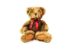 Russ Bears From The Past Handcrafted Brown Plush Bear With Red Bow 14.5 Inch