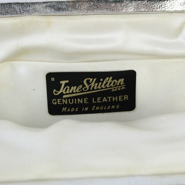 Vintage Jane Shilton Leather Clutch Silver Toned Handbag Purse Small Evening Bag