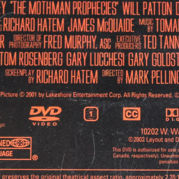 The Mothman Prophecies Laura Linney Richard Gere DVD 2002