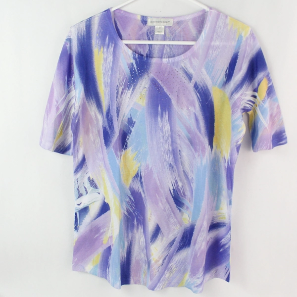 Christopher & Banks Multicolor Bedazzled Top Women's Size Medium