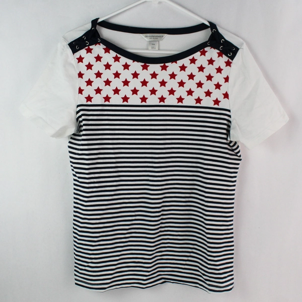 Christopher & Banks Patriotic Stars & Stripes T-Shirt Women's Size Petite Medium