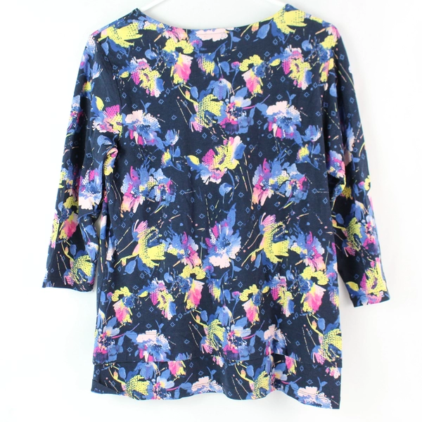 Christopher & Banks Multicolored Floral 3/4-Sleeve Top Women Petite Medium