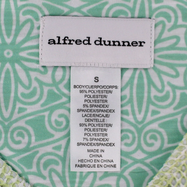 Alfred Dunner Blue and Green Patterned Half-Sleeve Top Women's Size Small