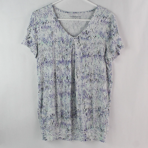 Croft & Barrow Multicolor Print V-Neck Fashion T-Shirt Women's Size Small