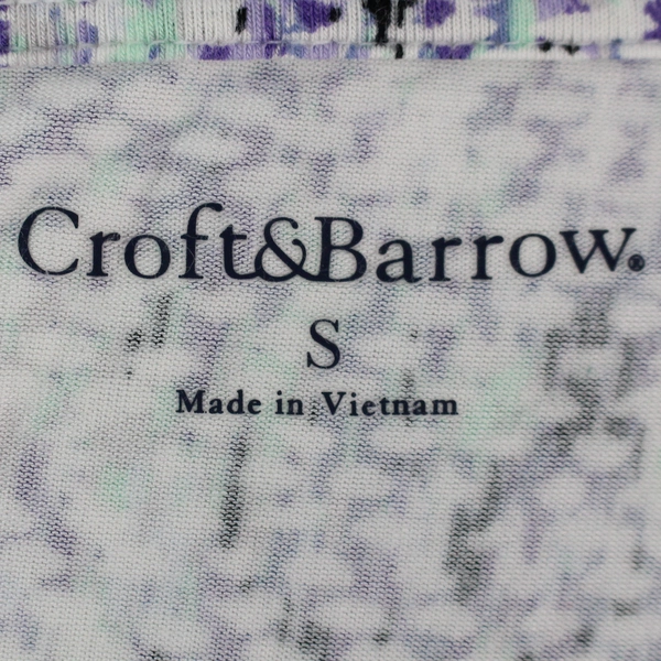 Croft & Barrow Multicolor Print V-Neck Fashion T-Shirt Women's Size Small
