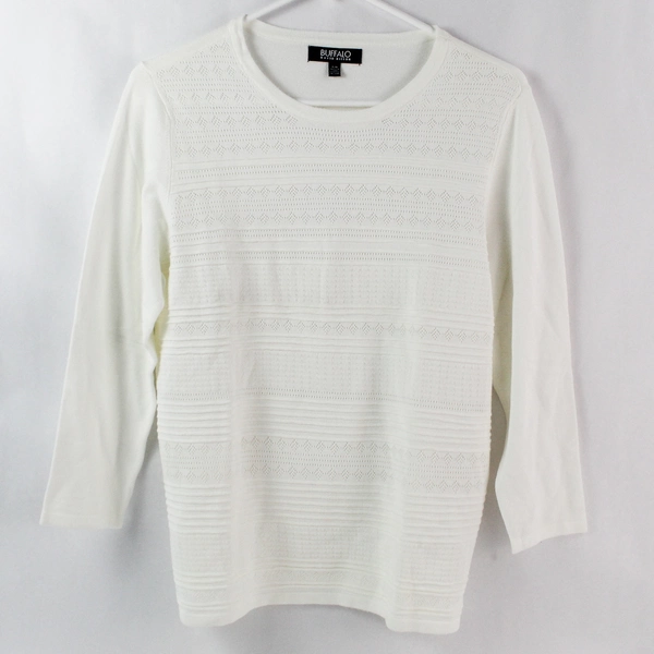 Buffalo by David Bitton White 3/4-Sleeve Top Women's Size Large