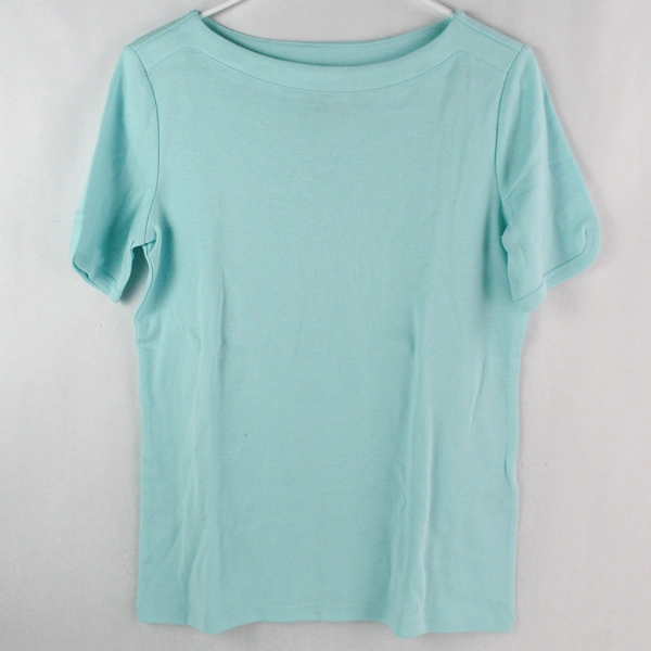 Lot of 2 Chico's Size 1 Women's Cotton T-Shirts One White One Green Boat Neck