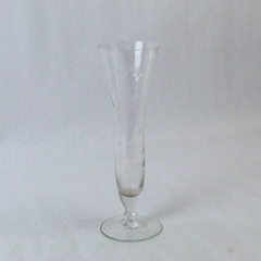Vintage Etched Crystal Vase Floral Design 10" Tall Clear Glass Home Décor